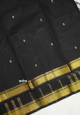 Karthigai silk cotton small Bavanji border Black - Madras Sarees